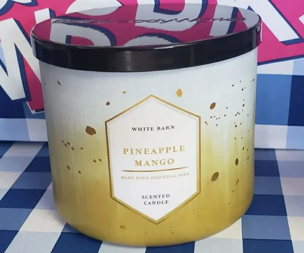 BBW Pineapple Mango Large 3 Wick Candle Home Fragrance Decor